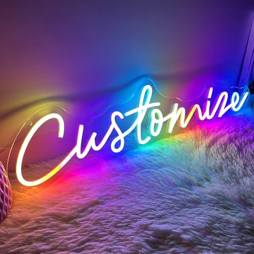 Upgraded Custom Neon Signs, RGB Rainbow Color Changing Neon Light, LED Neon Sign Customizable for Wall Decor, Personalized Neon Sign for Wedding Birthday Party Gift Bedroom Bar Game Room Decorations