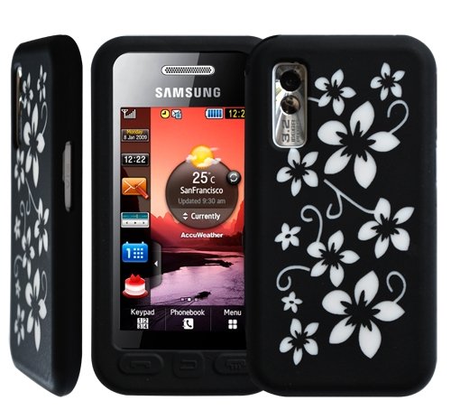 Housse étui coque en silicone pour Samsung S5230 Player One motif fleur couleur noir