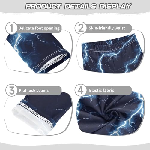 Blue Thunder Bolt Sparkling Girls Leggings Kids Yoga Pants Dance Active Tights 4T3