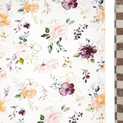 Image of GRSSDER Soft Muslin Crib Sheet 1 Pack, 100% Cotton Crib Sheets for Boys and Girls, Fit Standard Crib Mattresses 52 inch x 28 inchSafe and Snug, Stylish Purple Flora Pattern