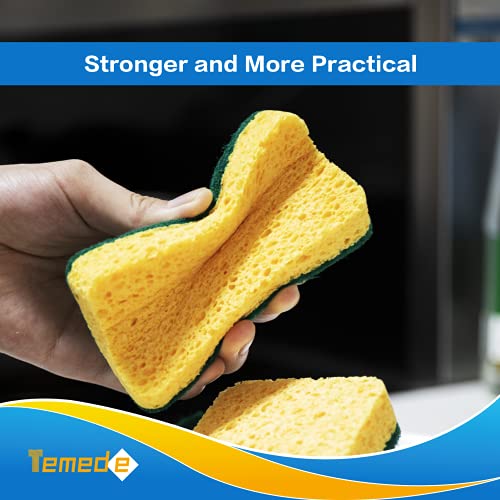Temede Heavy Duty Cellulose Scrub Sponges, Double-Sided Scrubber Sponge for Kitchen Cleaning, Non-Scratch Sponges for Dishes, Efficient Scouring Pad for Pot, Pan, Household, Cookware, 8pcs - Thumbnail 7