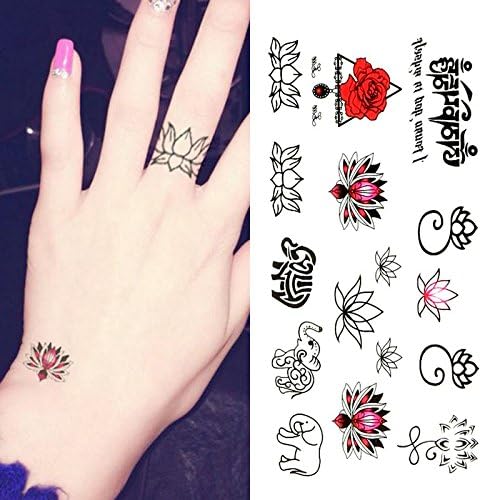 Small Cute Temporary Tattoo Lotus Elephant (2 Sheets)
