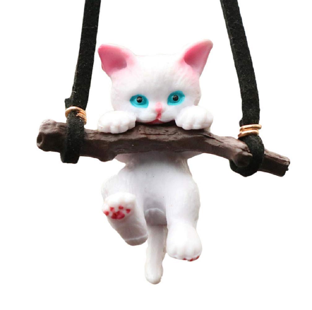 AIBEARTY Car Pendant Ornaments Creative Cute Branch Cat Rearview Mirror Pendant Car Interior Decoration for Women Girls Car Hanging Supplies