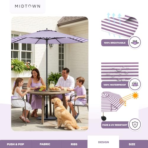 Image of Midtown Umbrellas Push and Pop - 10 Ft Patio Umbrella, Midtown Stripes
