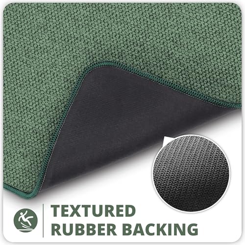 Bath Mat,Ultra Thin Bathroom Rugs,Rubber Bath Mats for Bathroom,No Slip Bath Rugs,Quick Dry,Machine Washable,Low Pile,Absorbent,Shower Outside,Sink,Home Decor Accessories.Green,1'5"x2'3"(2 Pack)