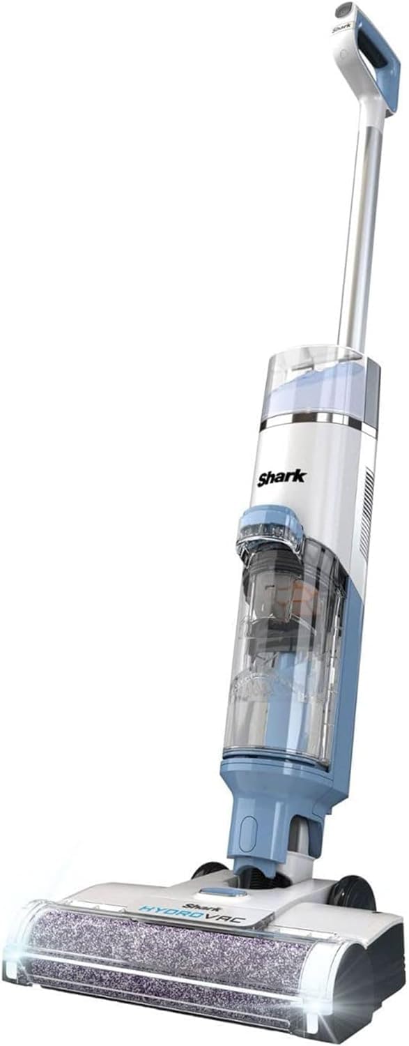 Shark WD201 HydroVac Cordless Pro XL 3-in-1 Vacuum, Mop & Self-Cleaning System with Brushroll for Multi-Surface, Hardwood, Tile, Marble & Area Rugs, Pure Water (Renewed), .38 Qt. Capacity, Blue