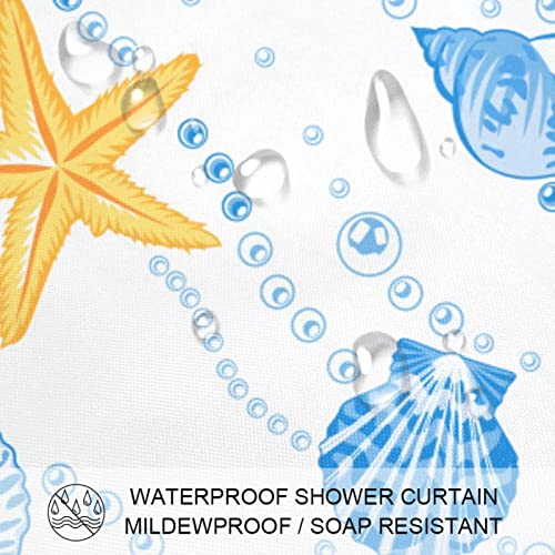 Rideau de douche coquillages imperméable et ses crochets de fixation - 4