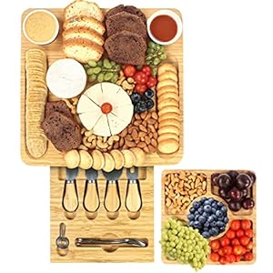 Utopia Kitchen Bamboo Cheese Board Set – Large Charcuterie Boards Set & Cheese Platter – Unique House Warming Gifts, New…