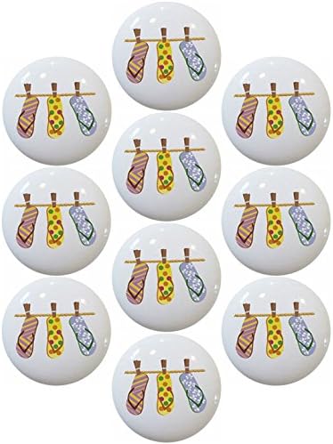 Flip Flops Ceramic Cabinet Drawer Knob (Set of 10 Knobs)
