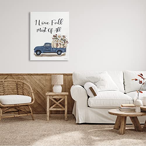 Stupell Industries Love Fall Most All Blue Truck Giant Pumpkin Canvas Wall Art, 30 x 402