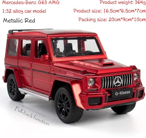 Image of 1:32 Scale Car Model Compatible Collectible Benz G63 AMG Diecast Toy Vehicle, Zinc Alloy Pull Back Toy Car with Sound and Light for Adults, Boys, and Girls (Red)