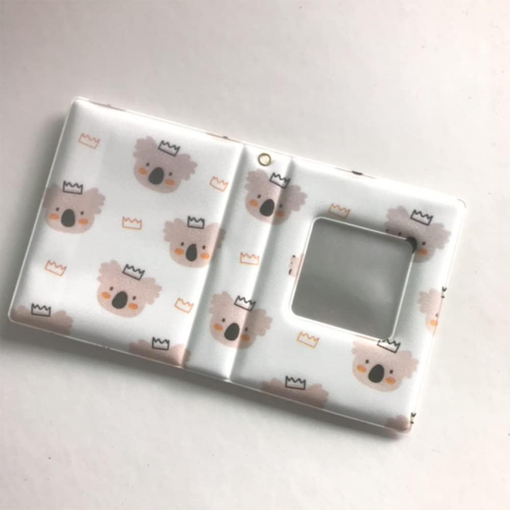 INS 32ポケットフォトアルバムかわいい漫画カードバインダー3インチ平方中空画像収納ケースフォトカードホルダー、マットコアラ