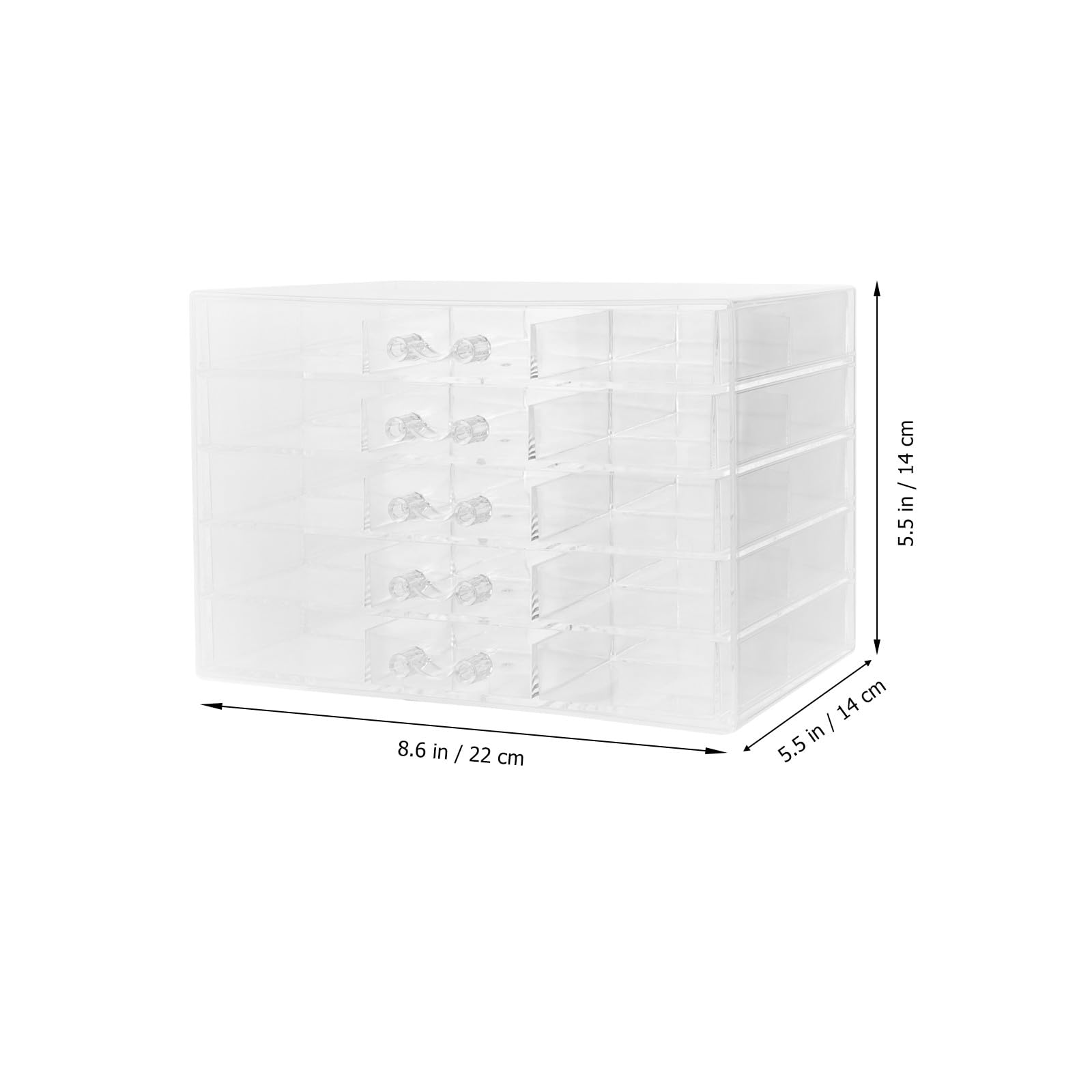Alasum Joyero Transparente de Gran Capacidad de Acrílico con 5 Cajones y 30 Compartimentos Organizador de Joyas con Diseño Compartimentado para Almacenar y Proteger para Pendientes