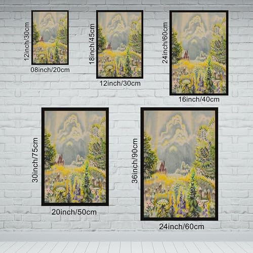 Impression sur toile 40x61cm tableau jardin fleurs nuage Burchfield