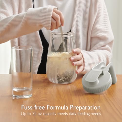 Image of Momcozy Breast Milk Pitcher, Glass Storage Container Wide Mouth, 32oz Gray | Heat-resistant Glass, No Leak Sealing, Breastmilk Fridge Storage, Baby Formula Pitcher, Easy Clean, Multipurpose Use