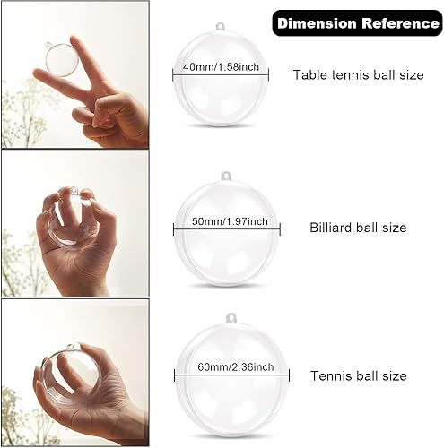 Miniatura 6 de Rely2016 - 15 bolas de plástico transparente rellenables, esferas huecas, bolas a presión, decoración de Navidad, bola rellenable transparente,