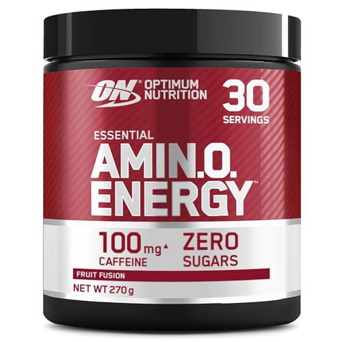 Optimum Nutrition Amino Energy Pre Workout Powder, Energy Drink mit Aminosäuren, BCAA, L-Glutamin und L-Leucin, Vitamin C und Koffein, Frucht-Mix-Geschmack, 30 Portionen, 270 g