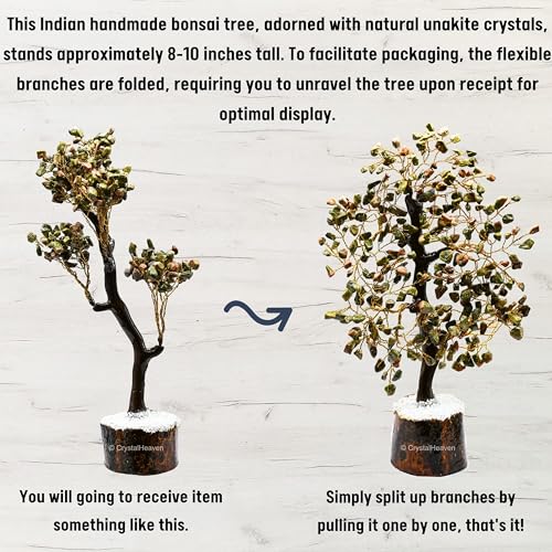 Image of Unakite Crystal Tree for Good Luck - Healing Crystals Money Tree for Wealth, Positive Energy at Home Office - Decorative Spiritual Gifts for Vastu, House Warming