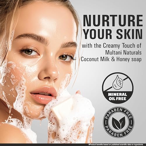 Image of Multani Natural Coconut Milk & Honey Soap - 125 gm (Pack Of 5) | Helps In Reducing Acne | For Deep Hydration & Glow | Helps Rejuvenate Dull & Tired Skin | Paraben Free | Clinically Tested | For All Skin Types | Soap Bar For Men & Women