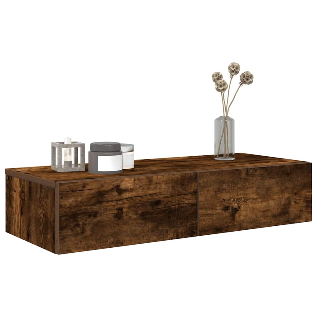 Estantería de pared con cajones (80 x 33 x 17 cm), diseño moderno de madera