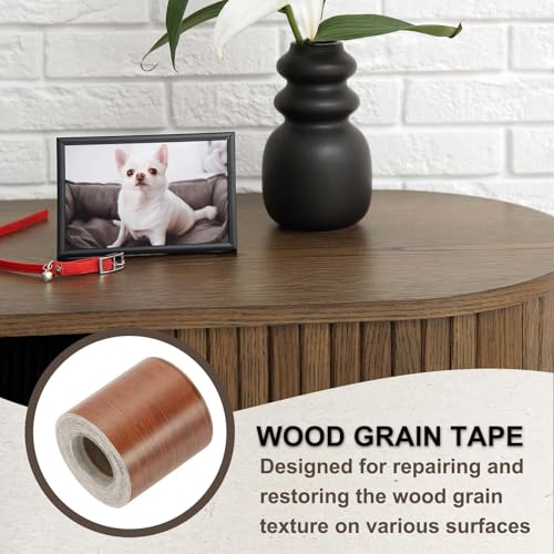 Image of PATIKIL Wood Grain Tape 2 inch x 32 ft, Self-Adhesive Wood Texture Repair Tape Realistic Wooden Effect Patch for Furniture Cabinets Floor Walls, Yellow Wood