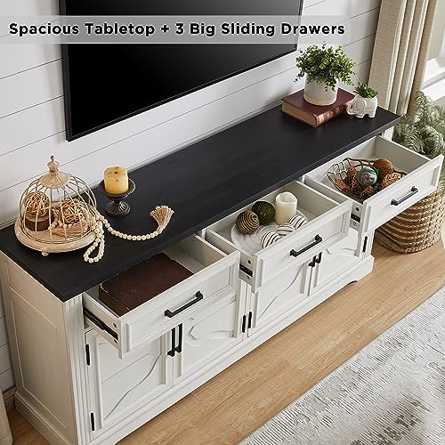 JXQTLINGMU-TV-Stand-for-TVs-Up-to-75-66-Wide-Entertainment-Center-with-4-Door-3-Drawers-Media-Console-Table-for-Living-Room-Off-White JXQTLINGMU TV Stand for TVs Up to 75 66 Wide Entertainment Center with 4 Door 3 Drawers Media Console Table for Living Room Off White