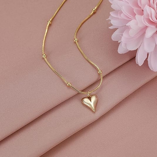 Sevimli Minik Altın Renk Kolye Aşk Gerdanlık Açık Kalp Zarif Özel Top Aksesuar Zincir Kadınlar Kızlar için Şık Moda Hediye - Görsel 4