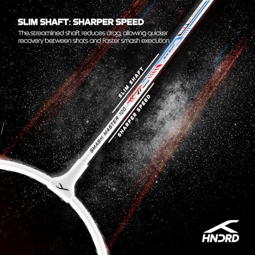 Image of Hundred Smash Master 100 Strung Badminton Racket with Full Racket Cover | for Intermediate Players | Aluminium (White /Blue)
