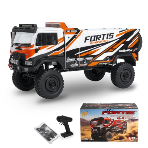 Image of HOBBYPLUS DKR-4 Fortis 1 /18 4WD RC Dakar Rally Truck RTR, Brushed Motor, 2-Speed Transmission, Portal Axles, Long-Travel Suspension, Functional Winch, Scale Off-Road Rally Truck (White)