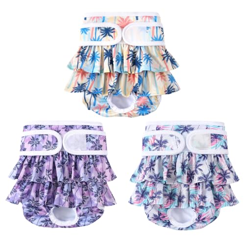 Image of Reusable Dog Diapers Female, Palmtree, S, 3 Pack