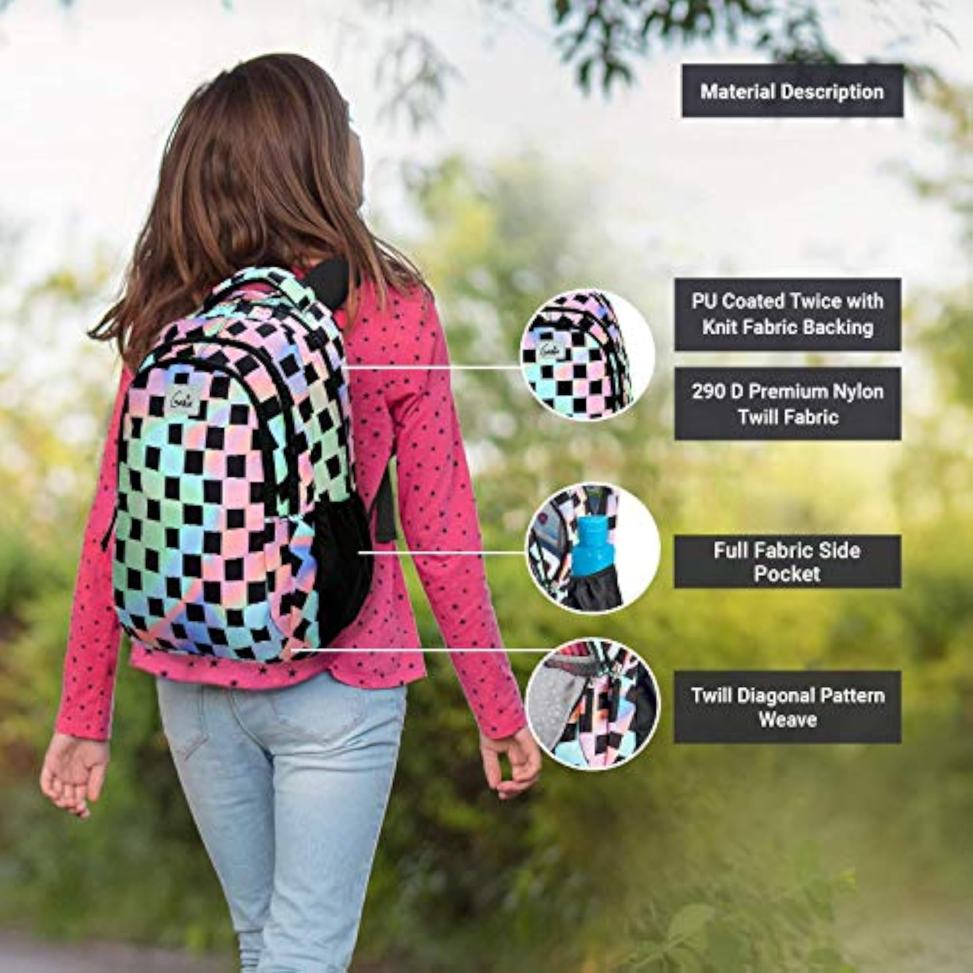 Iridescence School Bag for Girls, 17 Inch Backpack