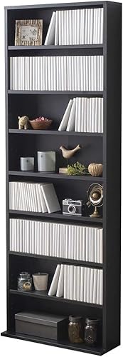 本棚 大容量 スリム 幅約59.8×奥行約23×高さ約180p 8段 棚板可動 オープンラック 組立品 ブラック