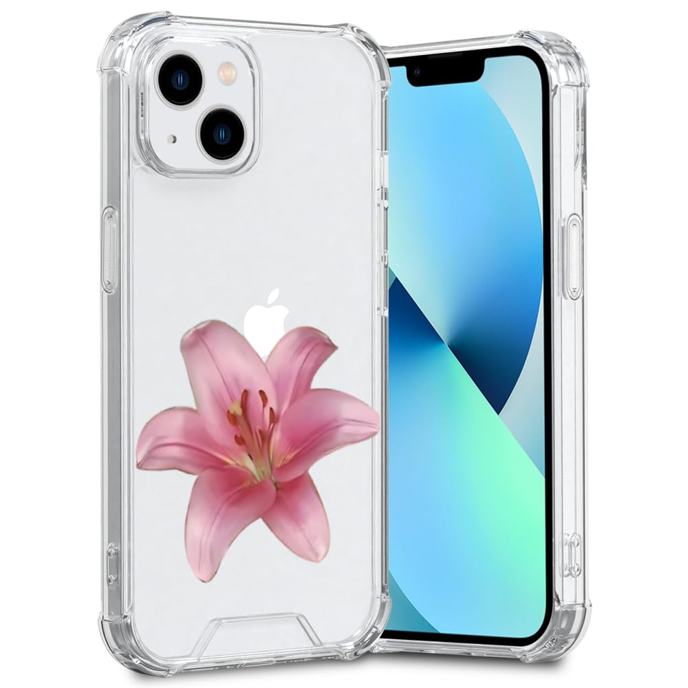 FANXI Lily Print Phone Case Compatible with iPhone 16 15 14 13 12 11 XR Mini Pro Plus Max - TPU Clear Soft Phone Cover Case, Cute Flower Pattern Phone