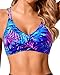 Holipick Purple Leaves Twist Front Bikini Tops for Women - Push Up Bathing Suit Top Padded Swimsuit Top XL