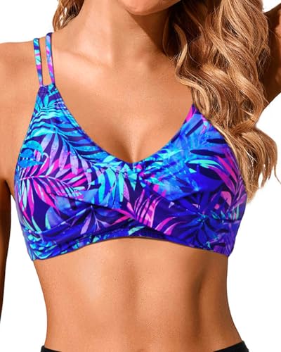 Image of Holipick Twist Front Bikini Tops for Women - Push Up Bathing Suit Top Padded Swimsuit Top