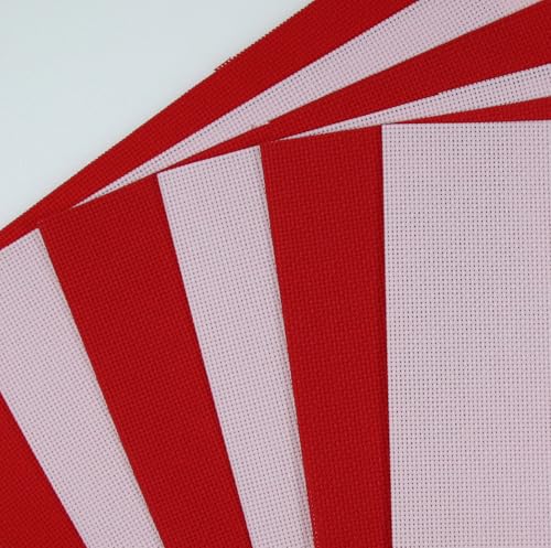 Image of KCS 4 /6 pc of 12 inch x 18 inch(30cmx45cm) 18CT Counted Cotton Aida Cloth Cross Stitch Fabric (6 pc, Pink+Red)