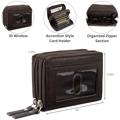 Alpine Swiss Womens Accordion Organizer Wallet Leather Credit Card Case ID Brown3