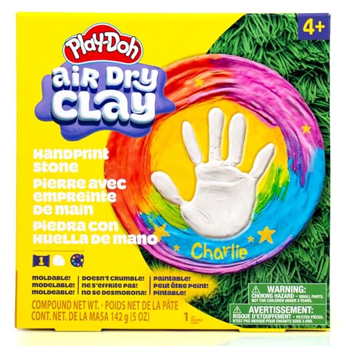 Play-Doh Air Dry Clay Handprint Stone Includes Reusable Mold 5 Acrylic Paints & 5 oz. of Paintable White Clay Kids Craft Kit Crafts for Kids Ages 4-8 Art Supplies for Craftrooms and Classrooms