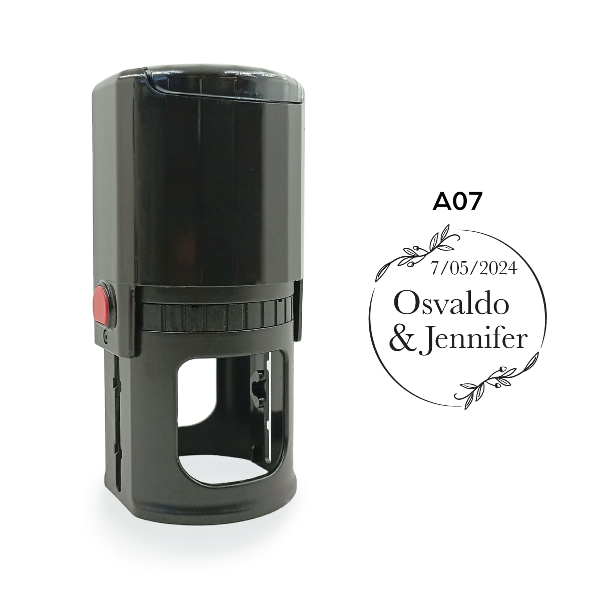 Timbro Rotondo Autoinchiostrante Personalizzato – Wedding & Eventi – Ø 50 mm – Seleziona Modello e Inserisci Testo (Mod. A07)