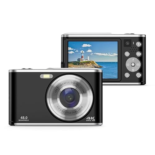Fotocamera con Zoom Digitale 16X per Fotografia di Viaggio Doppio Obiettivo 4K ultra-hd da 2.4 Pollici 44 MP Compatta Antiurto per Viaggi di