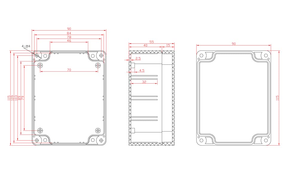 Miniatura 3 de UHZBTEC Caja transparente para proyectos electrónicos a prueba de polvo, caja de conexiones de plástico ABS para exteriores, caja de conexiones 4.52