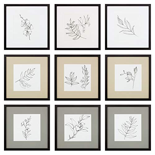 Gallery Perfect 9 Piece Decorative Art Prints & Hanging Template, Natural Ombre, 8