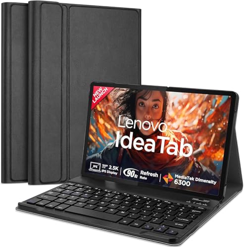 Image of HOM Tri-Fold Wireless Bluetooth Keyboard with Detachable Tablet Case Cover for Lenovo Idea Tab 11-inch 2025 Tablet - Black