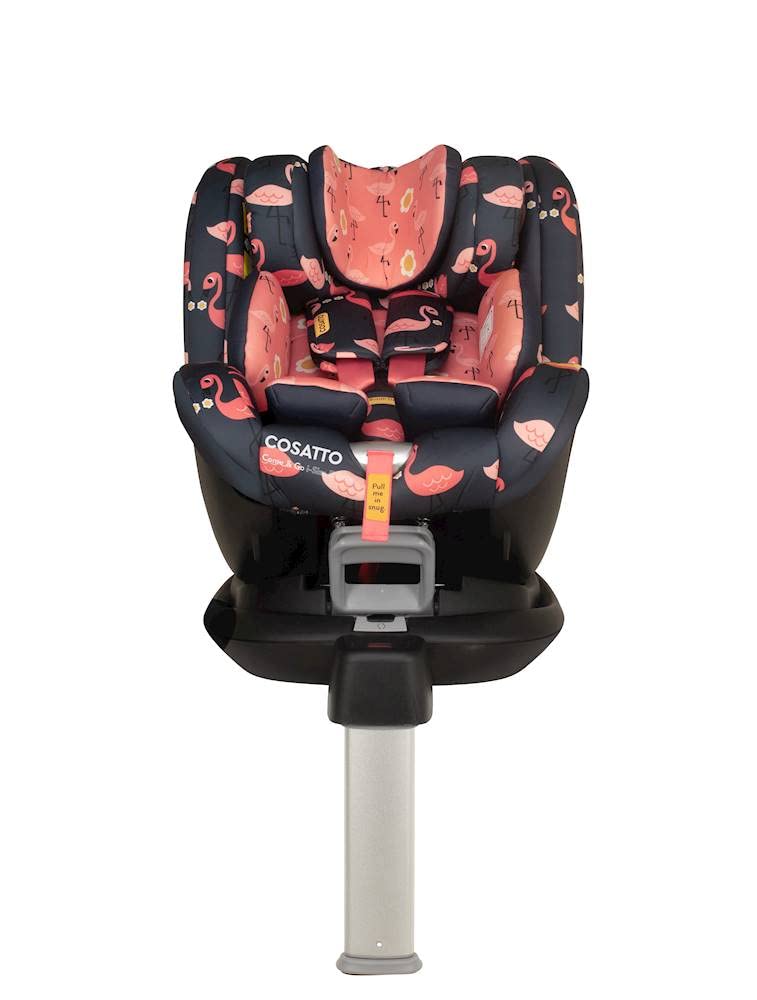 Cosatto Come & Go Rotate Kindersitz – 0-4 Jahre, Gruppe 0+/1, i-Size, ISOFIX, Seitenaufprallschutz, Anti Escape, Erweiterter Reboarder (Pretty Flamingo)