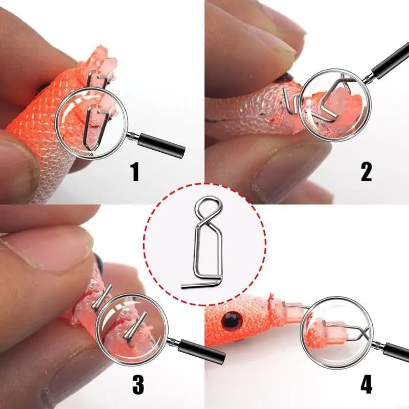 200 piezas Clips de bloqueo rápido de acero inoxidable para pesca miniatura 3