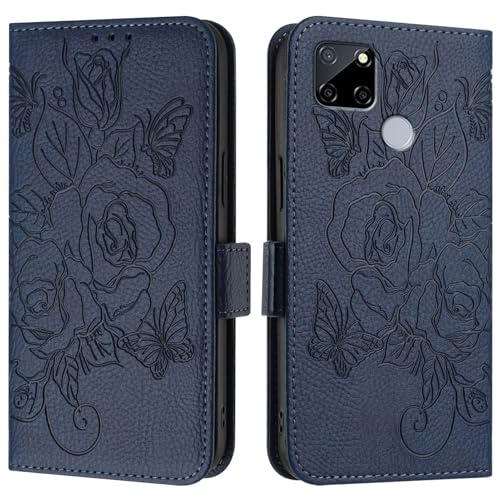 Étui portefeuille pour Realme C25 C15 et 7i housse fine en cuir pour voyager léger sans sac