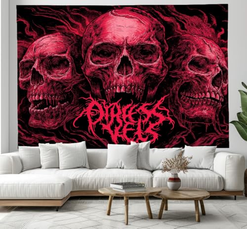 Tapisserie crâne rouge foncé pour habiller un grand mur vide