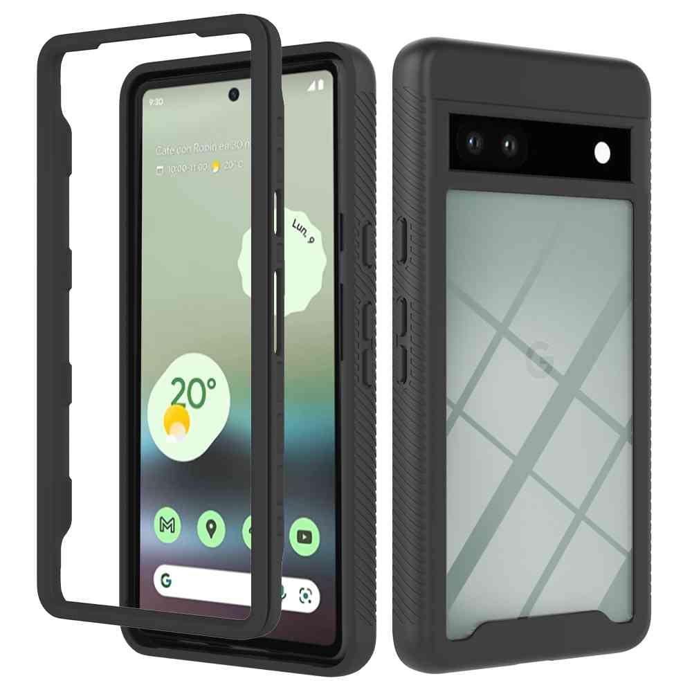 Pixel 7A Case With Screen Protector, Shockproof Slim Fit Bumper Cover - Black