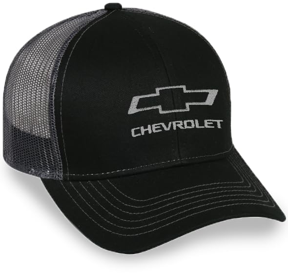 Chevrolet Bowtie Snapback Hat - Structured Mesh Back Cap - Officially Licensed by GM (US Alpha One Size Black)