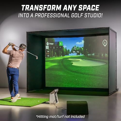 Image of GoSports Golf Simulator Enclosure Nets - Complete Set with Frame and HD Impact Screen Kit - Indoor At Home Golf Training Equipment - Choose 10x8 ft, 12x9 ft, or 14x8 ft